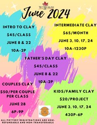 JUNE 2024 POTTERY CLASSES