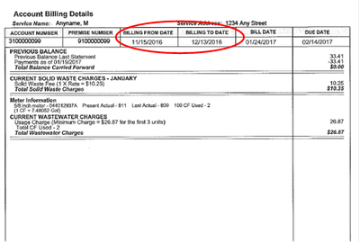 Billing Dates Billing Dates